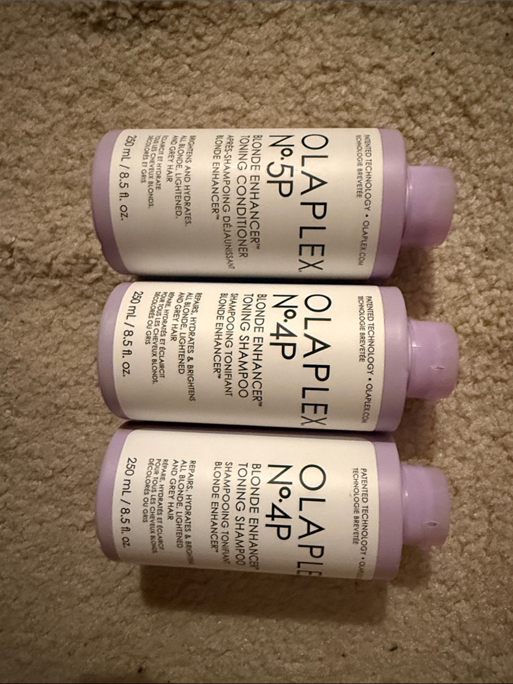 OLAPLEX Blonde Enhancer Duo Bottles with Lavender Caps